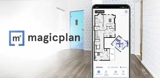 Mise en avant sur un écran de smartphone de l'interface de l'application de déménagement MagicPlan.