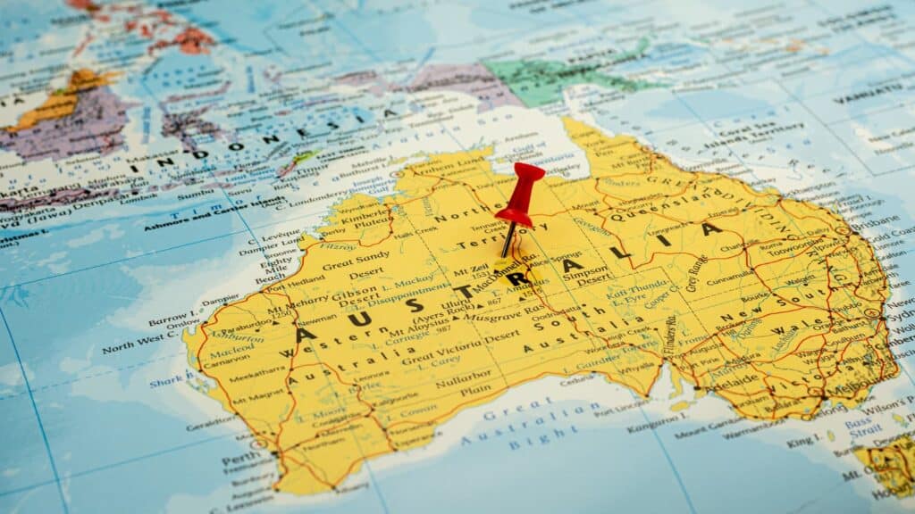 Carte de l'Australie.