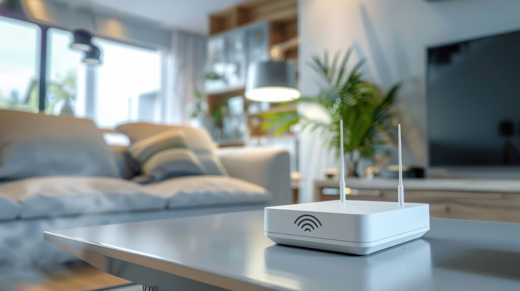 sur la photo on voit une box wifi