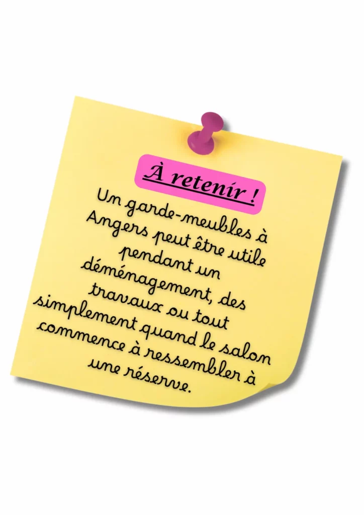 image d'un pense-bête récapitulatif d'une solution de garde-meuble Angers